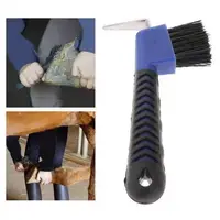 Horse Hoof Pick brush with handle, sturdy horseshoe shaped brush, horseshoe shaped brush, suitable for horses, donkeys, goats 2