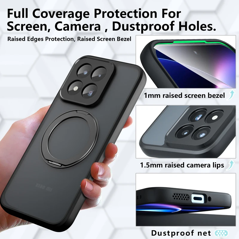 Enhanced Magnetic Shockproof Matte Phone Case with Rotating Ring Bracket – ELVEV Design