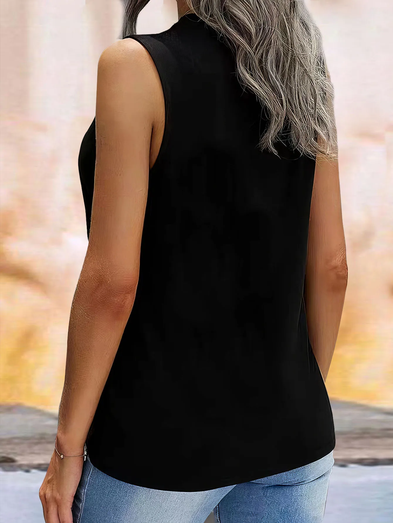 تيشيرت بدون اكمام مطبوع قط