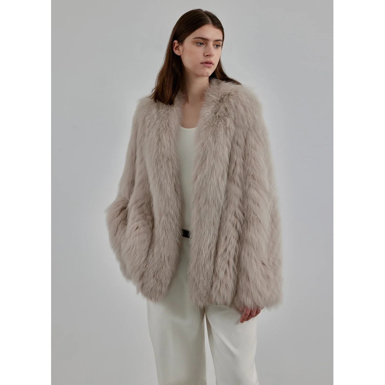 Real Fox Fur Coat 2023 Fluffy Winter Young Knitted Thick Warm Fur Women's Clothes Solid High Street Commuting Long Sleeve Jacket