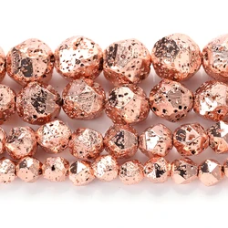 Faceted Colorful Tourmaline Stone Beads for Jewelry Making and Accessories (Plating Rose lava)