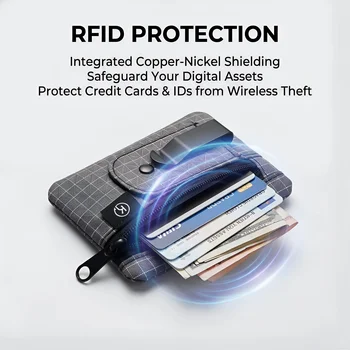 Portafoglio Nascosto con Blocco RFID, Pochette da Viaggio, Mini Borsa Porta Soldi, Organizzatore con Clip da Cintura per Contanti e Monete