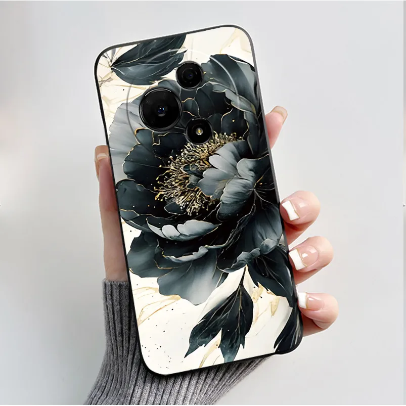 Luxury Fashion Butterfly Flowers Black Soft Silicone Shockproof Phone Case Cover