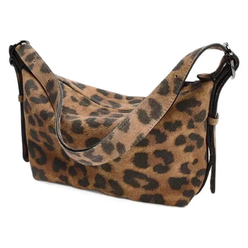 NEW Frosted Vintage Leopard print Women's Bag Shoulder Bag Solid Color Simple Casual Commuter Bags Autumn Retro 2024 Hot Selling