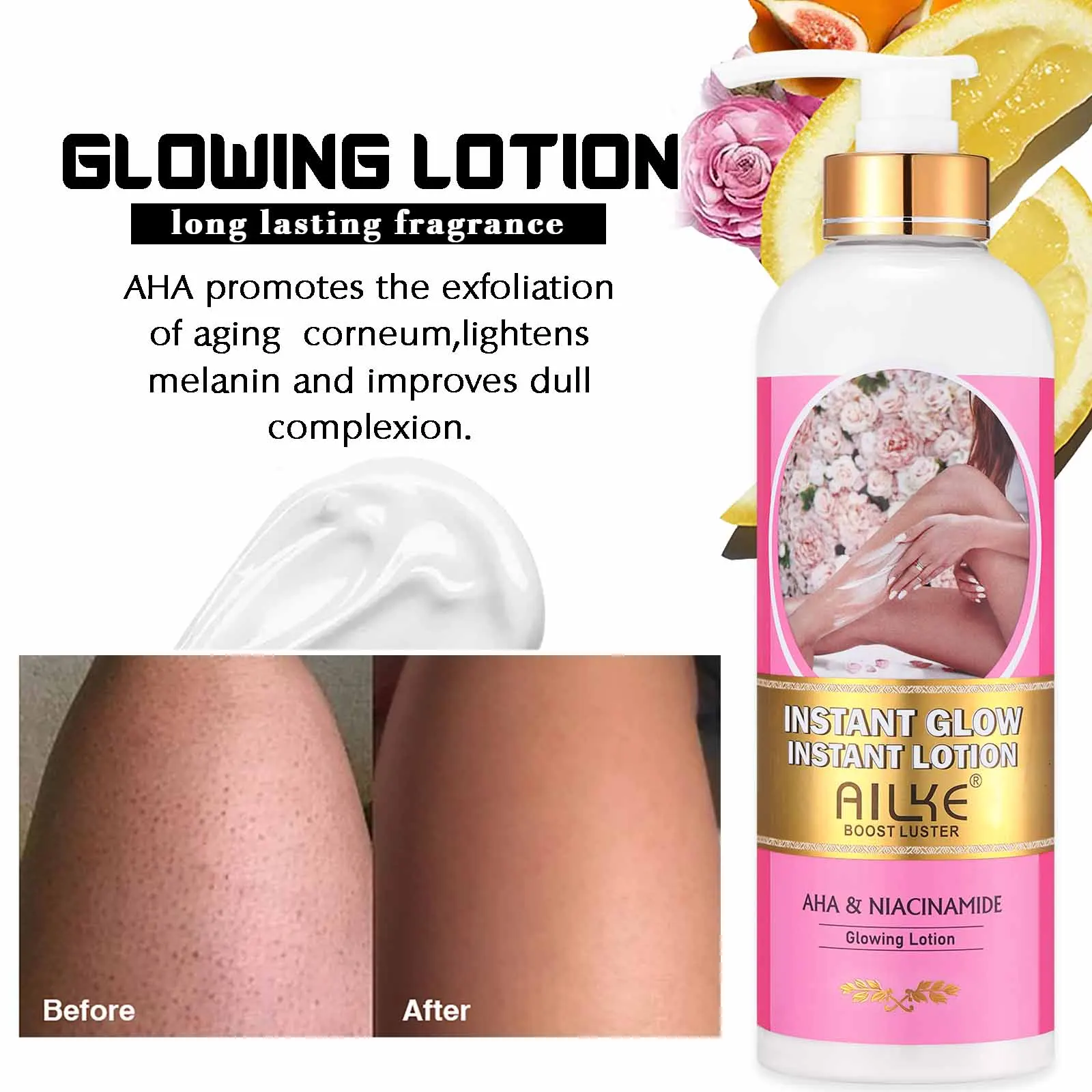 AILKE AHA Organic Skin Glowing Set, Whitening Lotion, Reduce Dark Spots, Clarify, Cleaning, Moisturizing, for All Skin Types 4