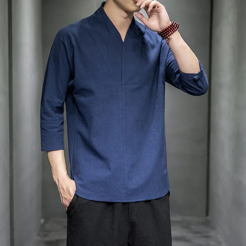 2022 New Mens Shirt ߱  糪  3/4  ָ Ǫ Ǫ Ƽ Ÿ ž ÷  5Xl