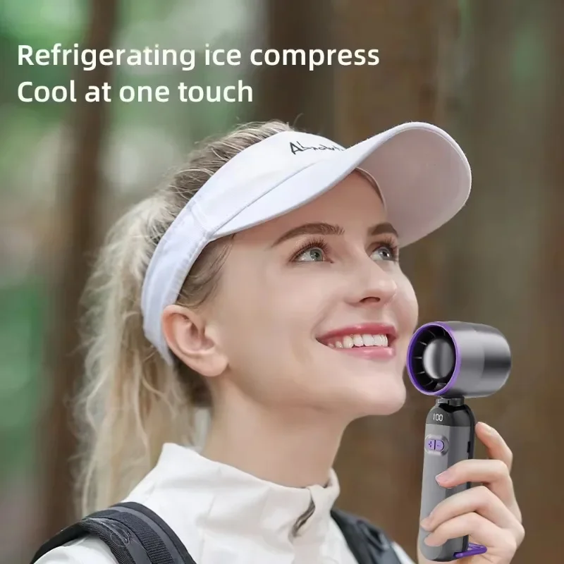Foldable Handheld Fans Portable Cooling Fan 100-Speed Wind Rechargeable Turbo Fan for Outdoor Travel Camping