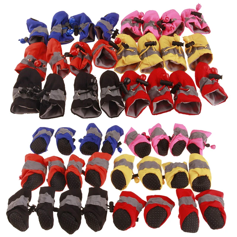 Title 9, 4pcs/set Waterproof Pet Dog Shoes Anti-slip Rai...