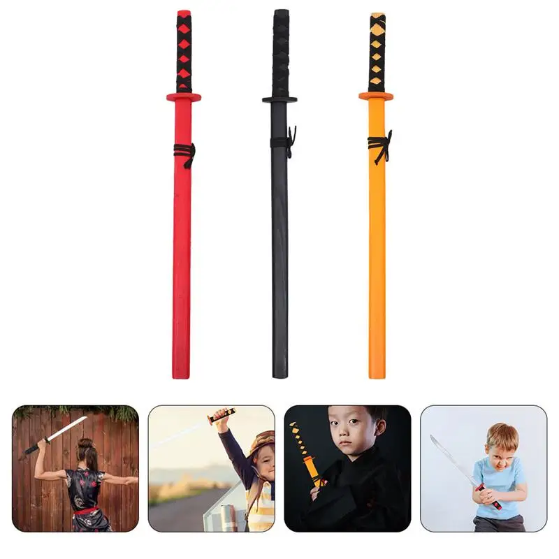 

3 Pcs Japanese Samurai Sword Japanese Toy Cosplay Accessories Model Training Katana Practice Katana Wood Katana Halloween Tool