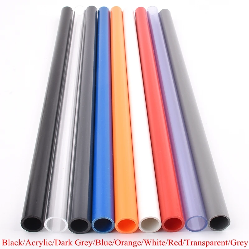 PVC Acrylic Pipe 9 Colors Outer Dia 20~50mm Aquarium Fish Tank Tube Garden Home Irrigation System Aquaculture 49~50cm Water