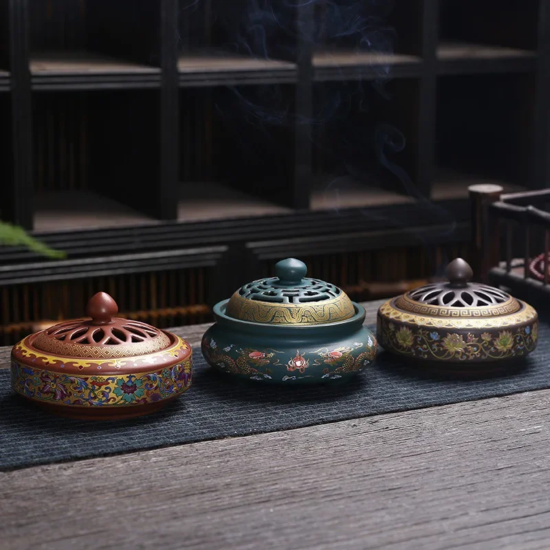 Antique Cloisonne Incense Burner Artwork Decorations Creative Home Interior Incense Lore Colour Enamel Incense Burner