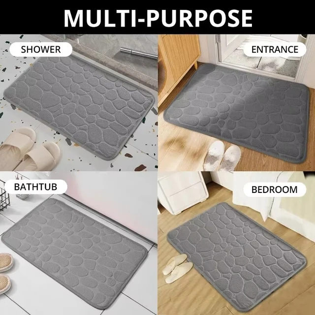 Tapis en velours gaufré en mousse à mémoire de forme, 1 pièce, antidérapant, pour salle de bain, salon, tapis de sol pavé, ameublement de maison 2