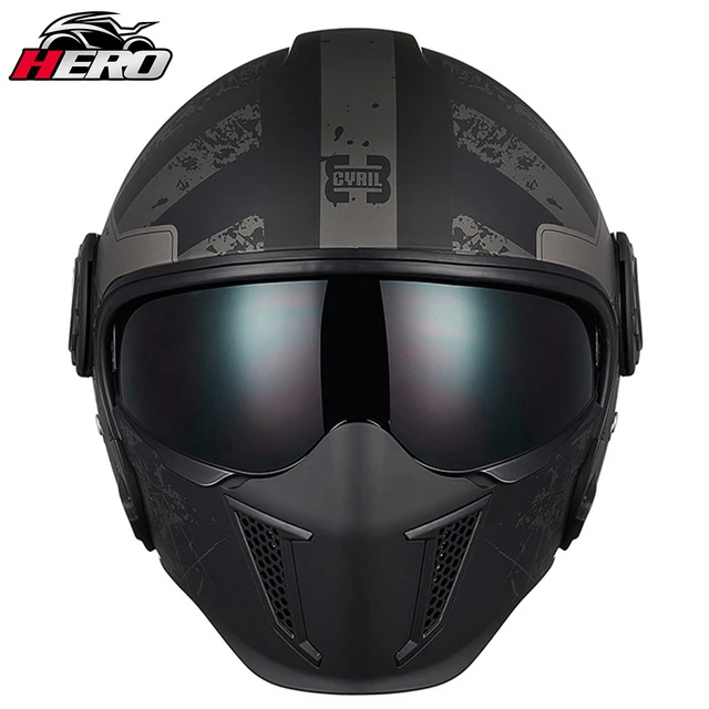 Masque et lunettes détachables pour casque moto Jet - Équipement moto