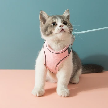 Cat Harness Leash Set Breathable Kitten Cats Harnesses With Reflective Strip Small Dog Puppy Harness Pet Chest Strap For Cat Dog 3