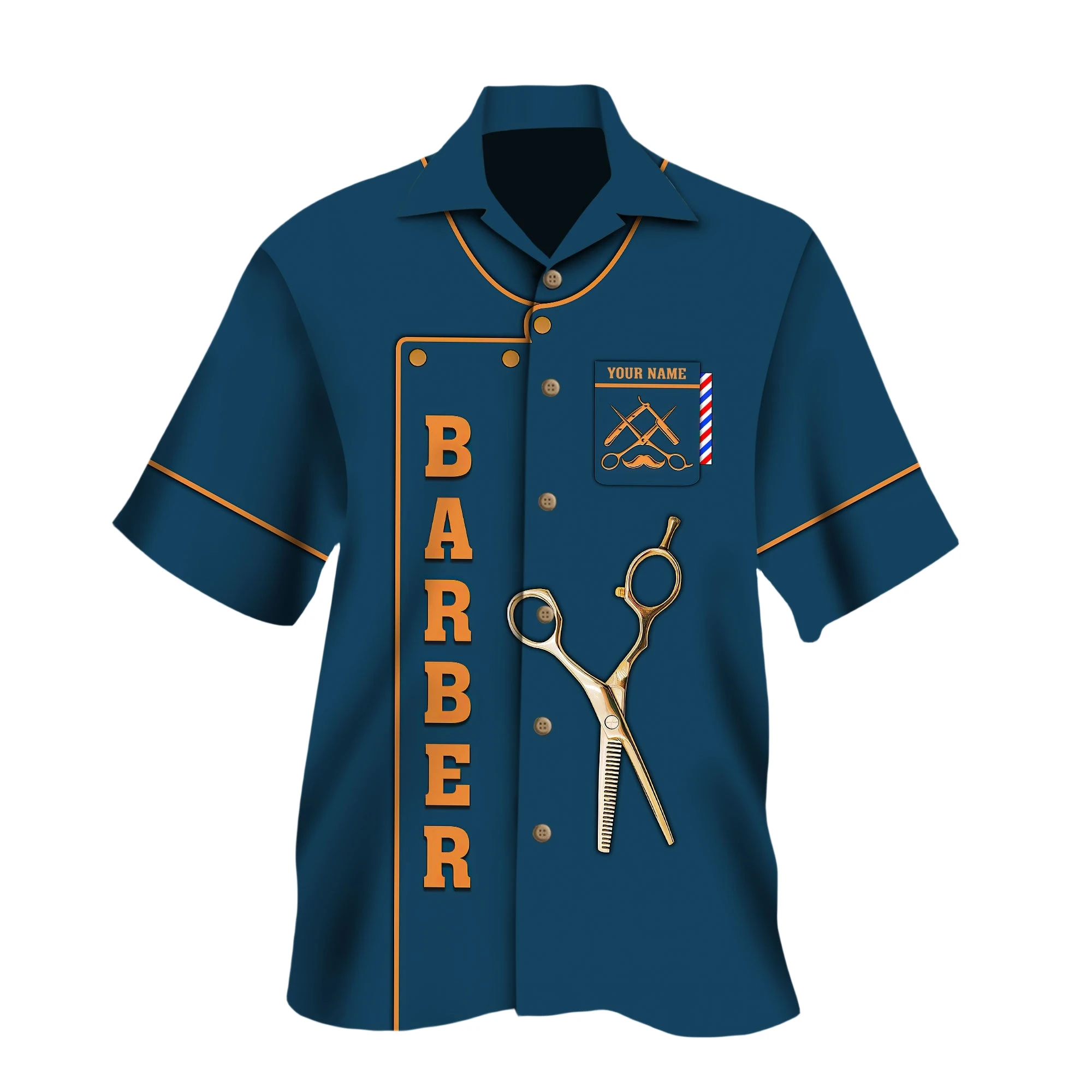 Hawaiian Shirt For Mens Name summer Casual Barber 3D Printed Short sleeve beach Harajuku floral