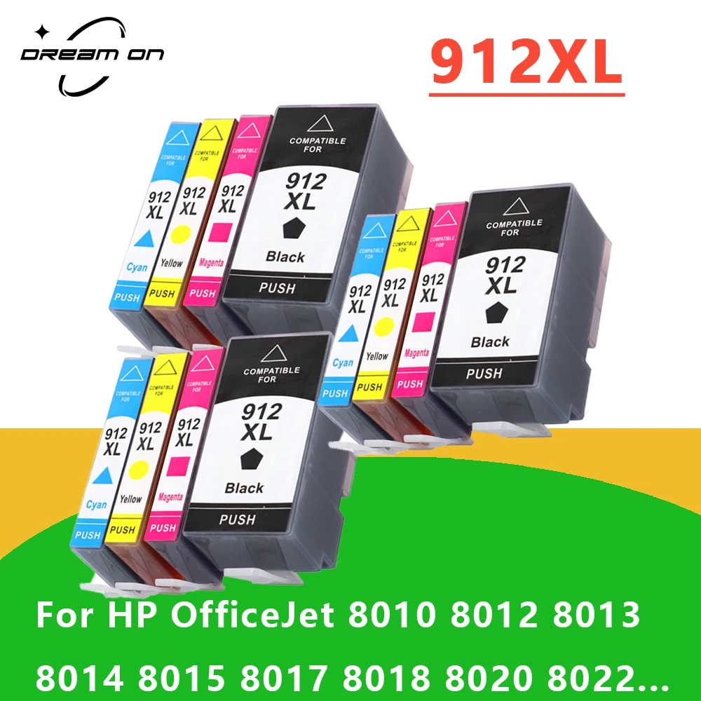  912XL Compatible Ink Cartridge Replacement for HP OfficeJet  8020 8030 Printer (4 Colors) 1 Set : Office Products