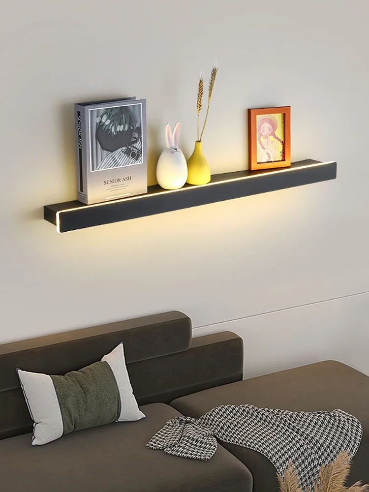 

Self-Contained Switch Wall Lamp Bedroom Bedside Supporter Lamp Strip Minimalist Line Living Room One-Word Sofa Wall Light Bulb