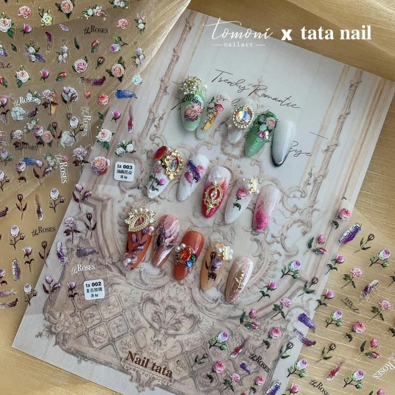 

Tata Cooperation Thin Tough Nail Stickers Paper Japanese Nail Sticker Nail Stickers Color Oil Painting Flower