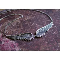 Collier ras du cou Vintage couleur argent, ailes d'ange, plumes, grand pendentif, chaînes à maillons, collier de déclaration pour femmes, cadeaux tribaux de mariage 4
