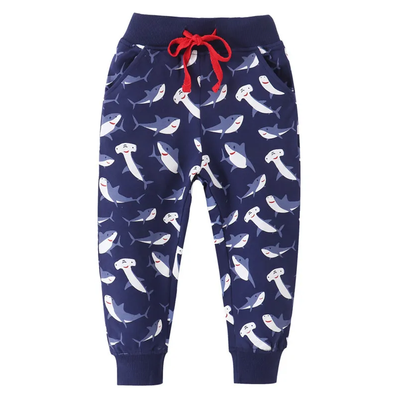 

Jumping Meters 2-7T Boys Girls Sweatpants Children's Clothing Full Length Drawstring Animals Embroidery Baby Trousers