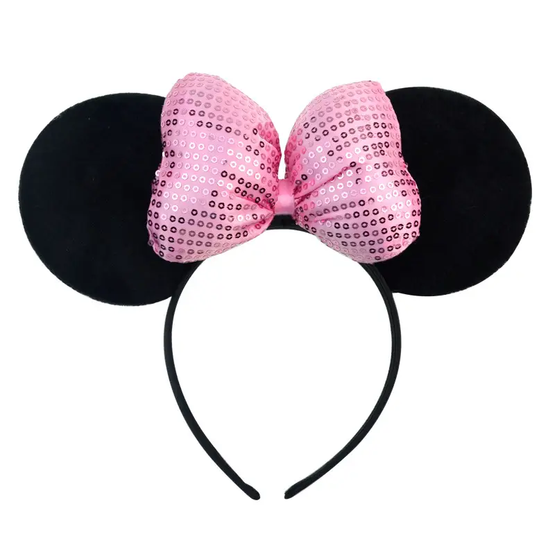 Mouse Ears Headhand for Girls Adults Cute Cartoon Party Cosplay Hair Accessories Sequin Bows Hairband Toys - Image 4