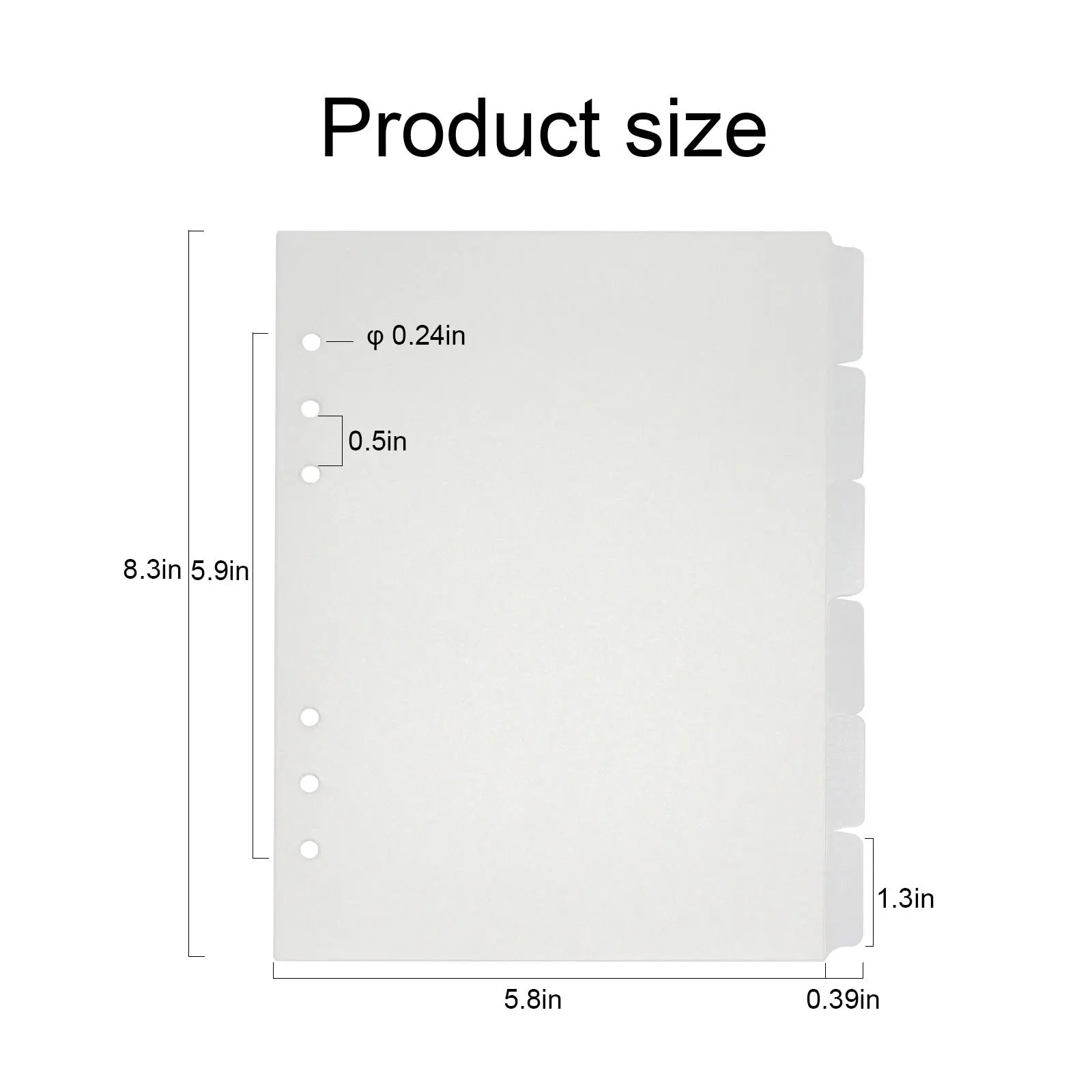 SKYSONIC A5 A6 A7 Spiral Binder Index Separator Transparent Page Top Dividers 6pcs/12pcs 6 Holes Board Pages English Stickers 4