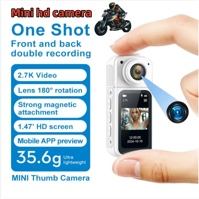 1080P HD Mini Pocket Action Camera Wifi 180° Rotatable Lens Portable Outdoor Sports Action Cam with 1.47 IPS Screen Magnetic TF 2