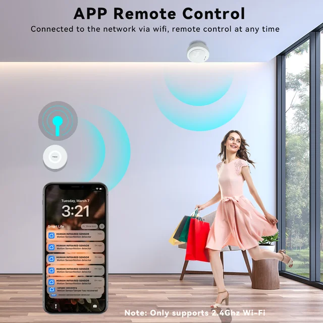 Meian ZigBee Motion Sensor Human Body Sensor Movement Infrared Wireless Connection Smart Home Work With Tuya Smart Life Need Hub 3