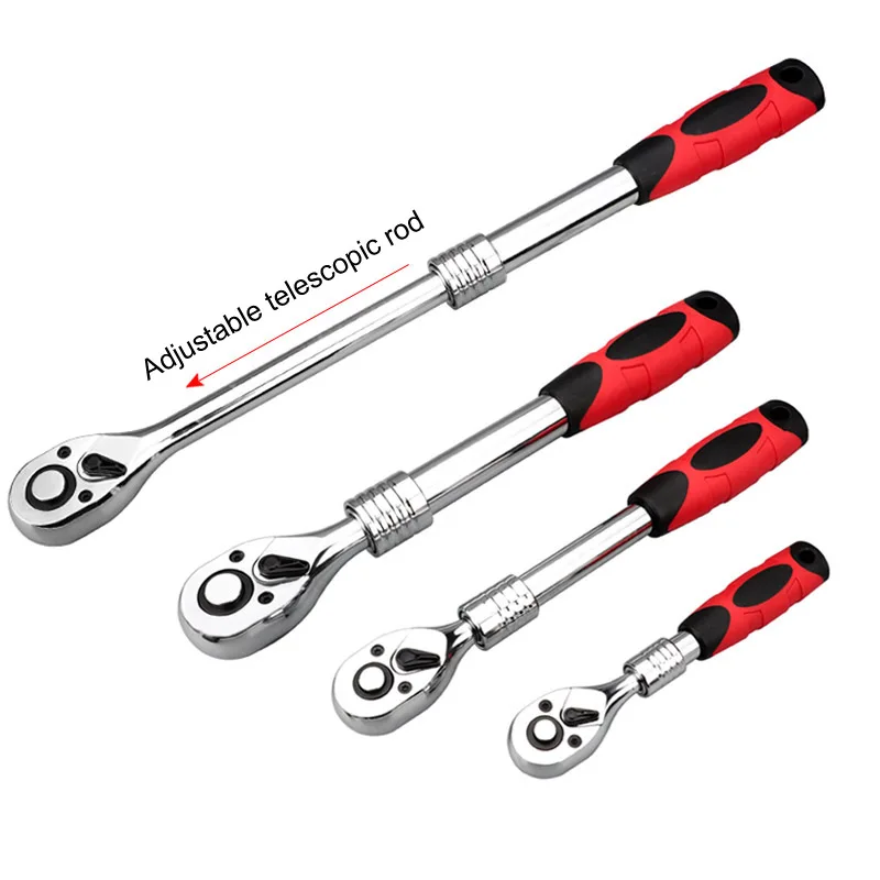 

72-Tooth Adjustable Socket Ratchet Wrench 1/2" 3/8" 1/4" Extendable Telescopic Socket Spanner Torque Wrench Quick Release