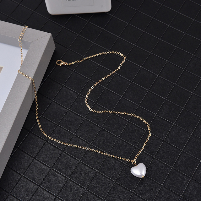 2022 New Fashion Kpop Pearl Choker Necklace Cute Double Layer Chain Pendant For Women Jewelry Girl Gift