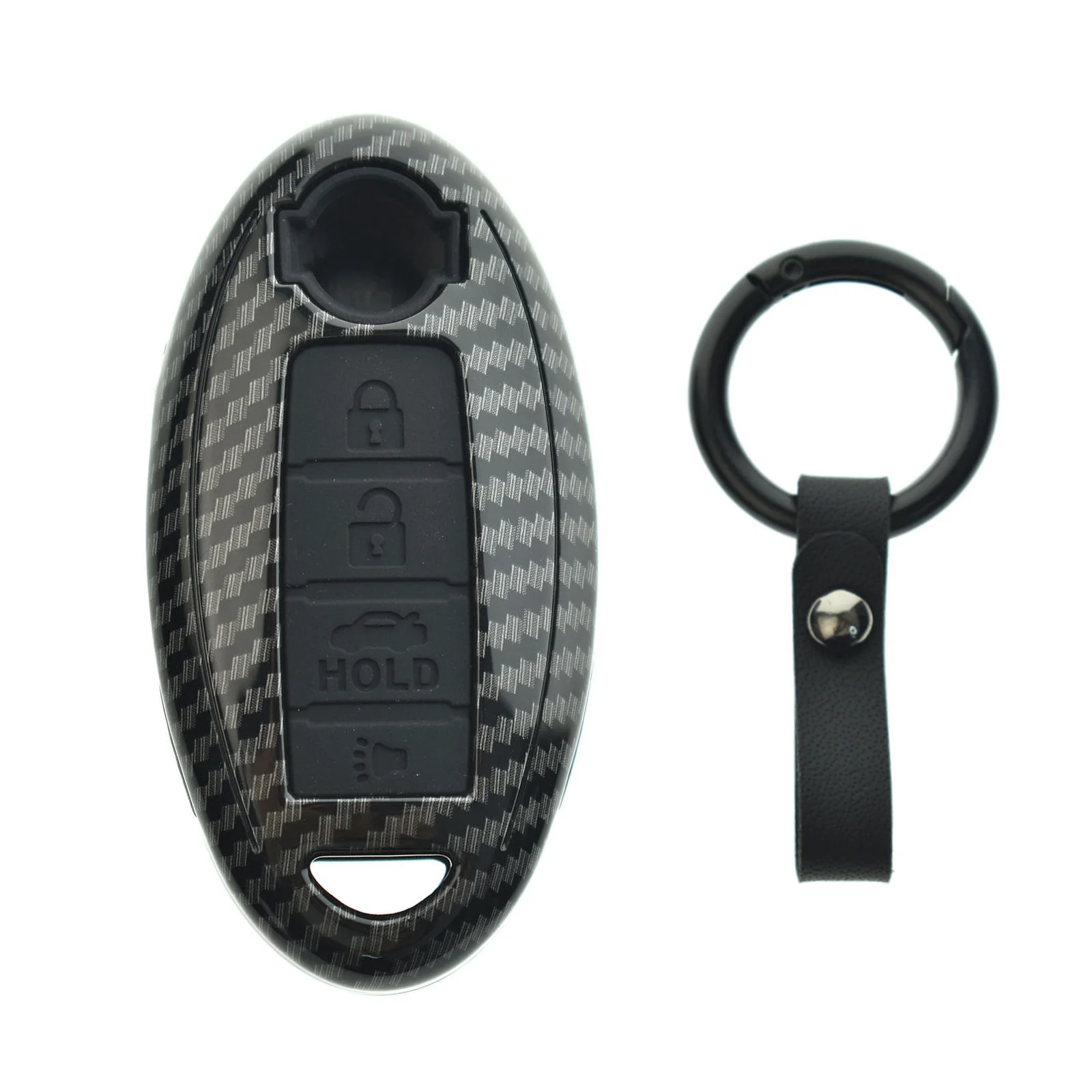 ABS Carbon Keychains Car Key Fob Cover Case Fit For Nissan Infiniti Accessories 
