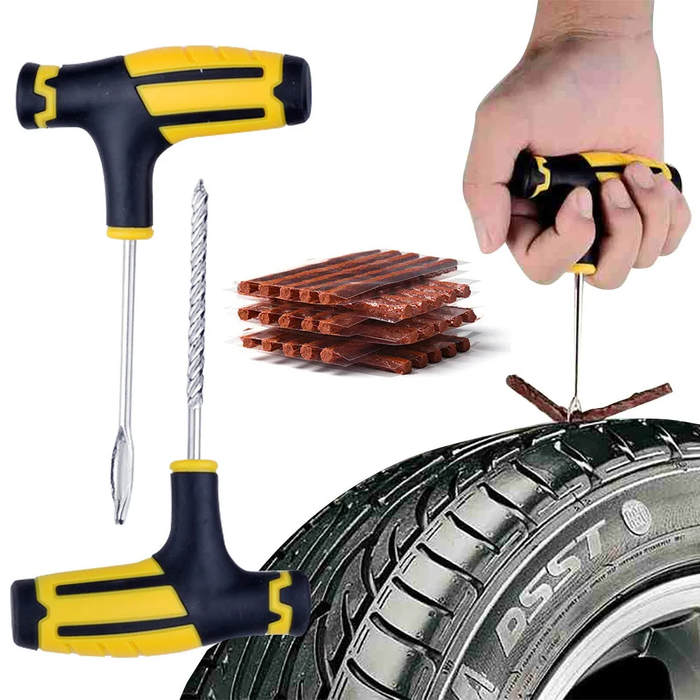 

Tubeless Tire Repair Kit with 15x Rubber Strip Fit for SUV Roadside Automotive