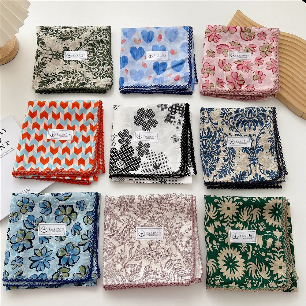 70cm Handkerchief Cotton Neck Scarves For Women Small Neckerchief Bag Scarfs Square Headband Cute Bandana Head Hair Scarf Female 2