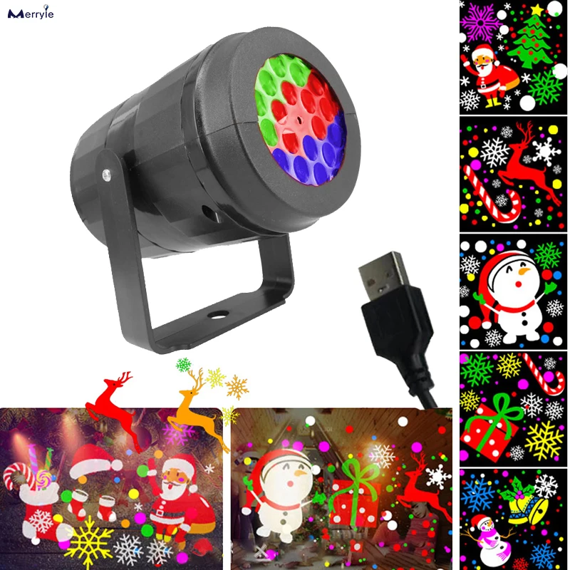 

Holiday Projector Lamp 16 Patterns Effect Party Lights Santa Claus Deer Snowflake Christmas Tree Thanksgiving Decorative Light