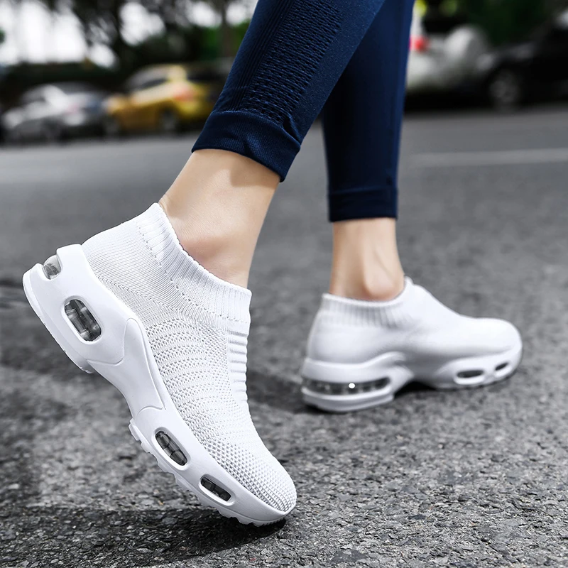 RUNSUN DAILY Womens Walking Shoes  Fashion Sock Shoes Air Cushion Run Shoes Breathable Slip-On Sneakers
