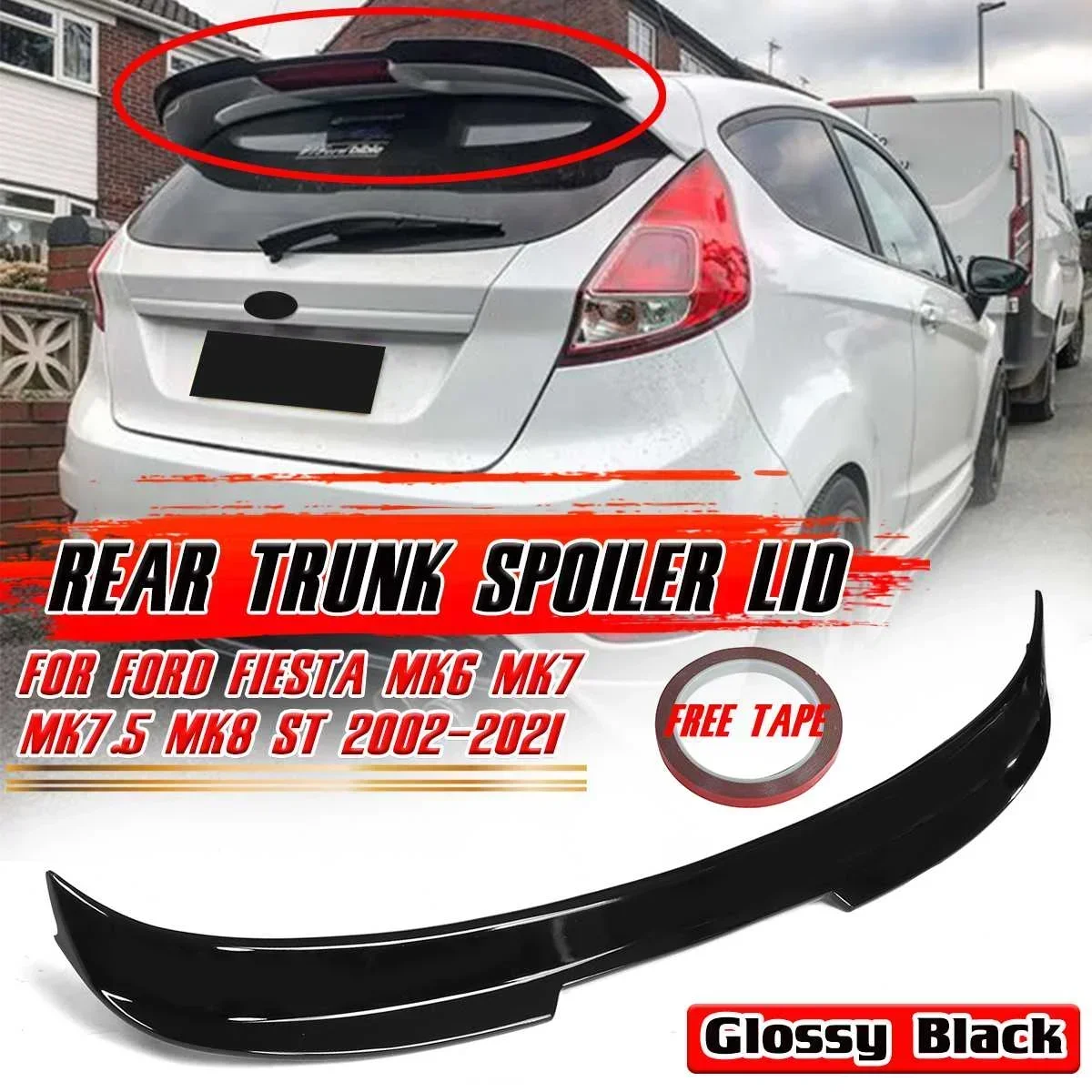 Nuovo Mk7 Mk7.5 Auto Posteriore Ala Tronco Labbro Per Ford Per Fiesta Mk7 Mk7.5 Tutti I Modelli 2008-2018 Posteriore Tronco Spoiler Boot Wing Body Kit