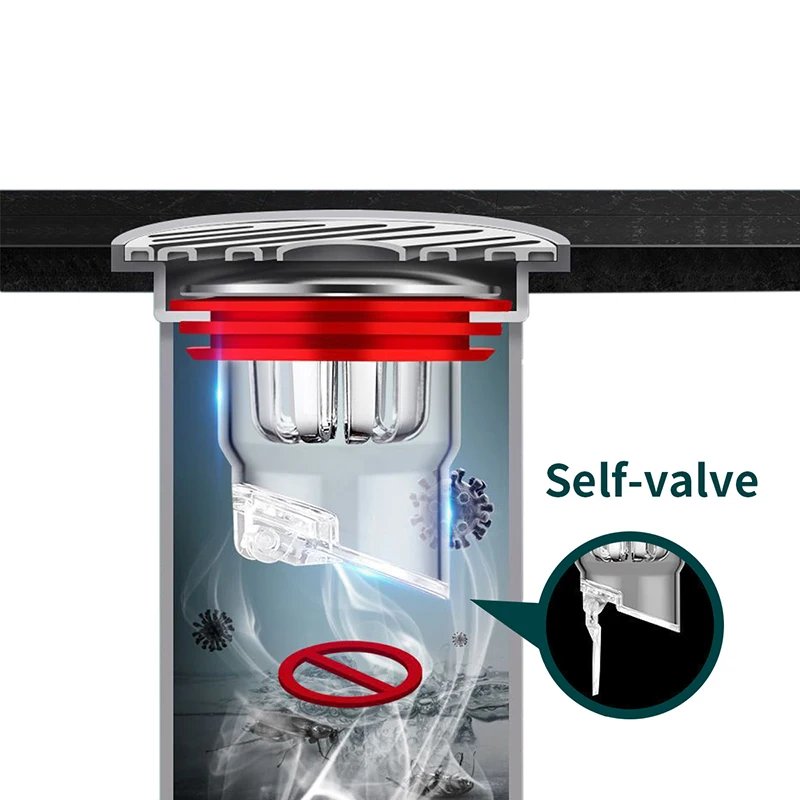 Bathroom Floor Drain Removable Hair Strainer One Way Drain Valve Durable Automatically Shower Sewer Accessories drain filter,floor drain filter,shower drain cover,floor drain,shower drain,drain strainer,floor drain valve,floor sink strainer,hair catcher stopper