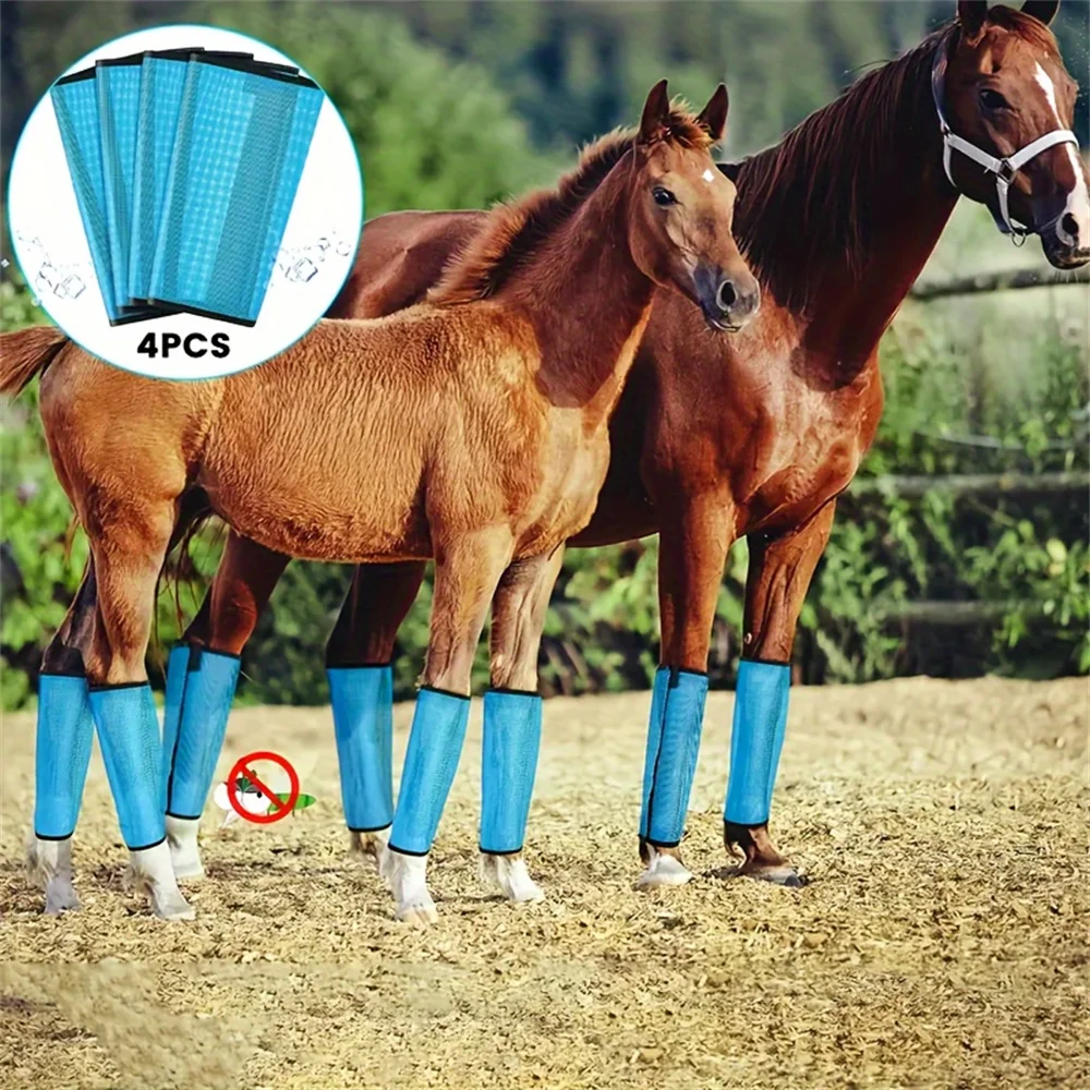 Fly Boots for Horses Set of 4, Breathable Plastic Mesh Design, Horse Supplies for Reduce Stomping, Hoof Damage & Leg Fatigue 2