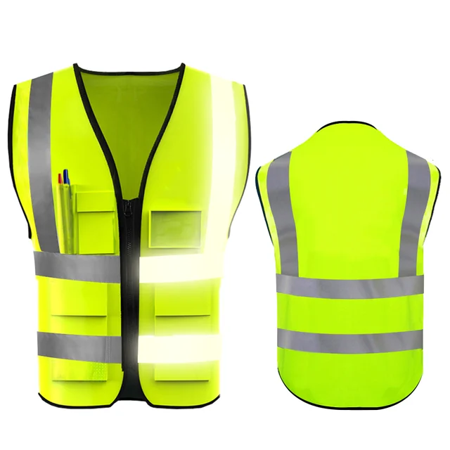 4 Pcs Gilets de Sécurité Réfléchissant,Gilet de Sécurité Jaune Haute  Visibilité à 360 °, Gilet