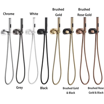 ทองสีดําสีขาว Bidet ก๊อกน้ําทองเหลืองสุขอนามัย Shattaf สเปรย์รอบแตะร้อนเย็นน้ําผสมห้องน้ําห้องน้ํา Bidet ฝักบัว 1