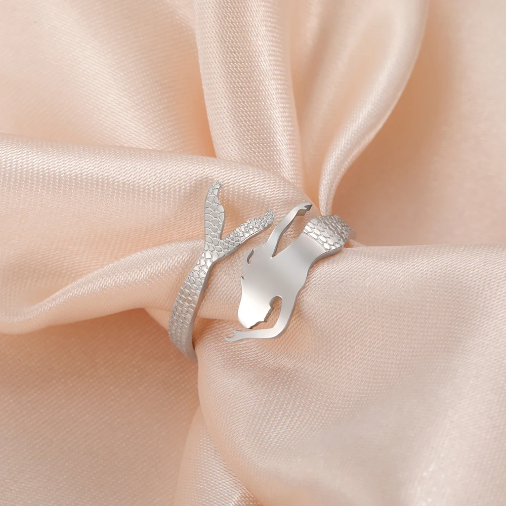 Dawapara Meerjungfrau verstellbarer Ring minimalistischer Ozeanliebhaber Märchen Geschenk Edelstahl Ehering Fingerring – Detail 11