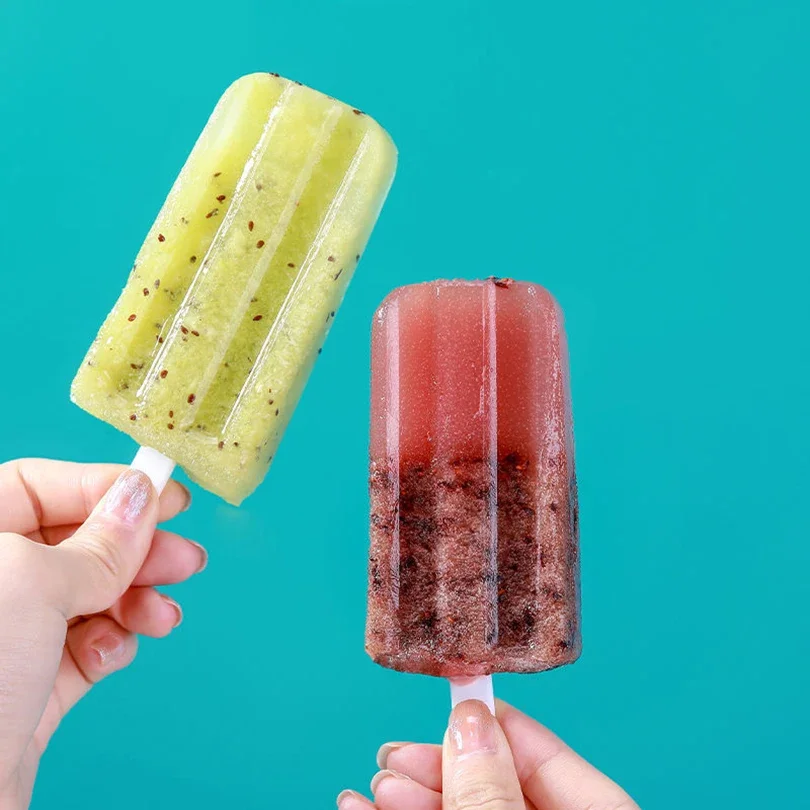 4-Link Old Popsicle Mold With Lid Reusable Children's Creative Popsicle Mold Homemade Mung Bean Popsicle Ice Cream Frozen Molds