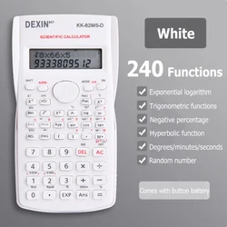 Multifunctional Scientific Calculator with Large Display - Ideal for School and Office Use (White)
