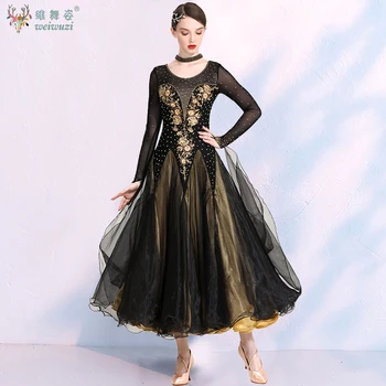 Abbigliamento da ballo da sala per abito da ballo sexy elegante di fascia alta da donna Valzer Tango Abiti da spettacolo per competizioni di danza moderna