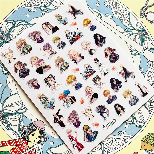 TSC-119 TSC-282 TSC-130  Japanese hot blooded anime 3D Back glue Nail Art Stickers Decals Sliders Nail ornament decoration TSC-137 N