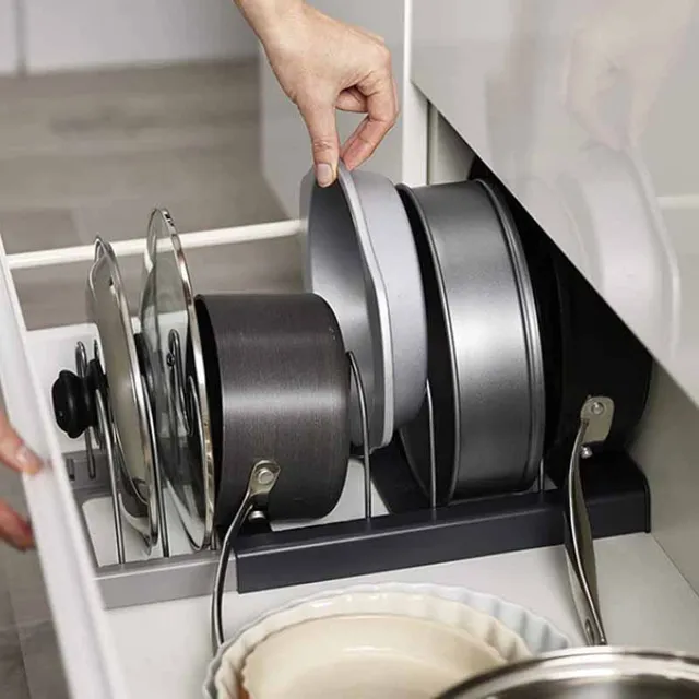 Konyhai Kiegészítők Edény Rack Pan Konyha Szervező Tárolószekrényhez Tartó Edények Fedél Állvány - Image 2