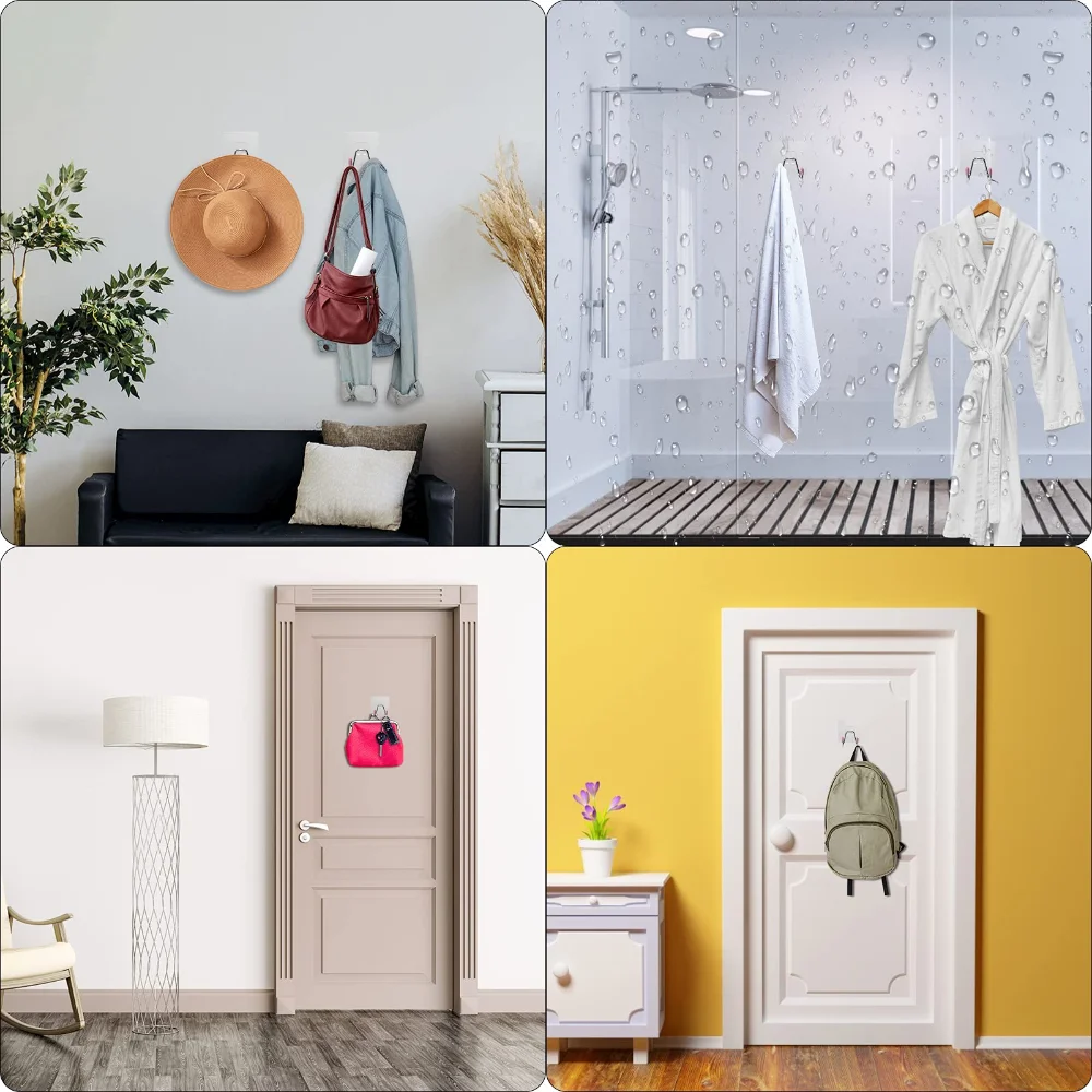 3 large Sticky Double Hooks for Hanging Wall Hooks 33 ib Max Heavy Duty Non-damage Waterproof Hooks for Bathroom double self adhesive hooks multifunctional hooks self adhesive wall hooks heavy duty hooks