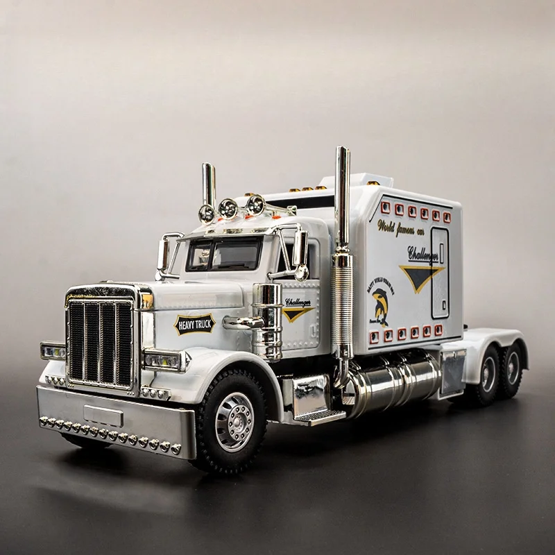 1:24 large American tractor-trailer model big truck alloy toy car boys simulation car semi-trailer 4