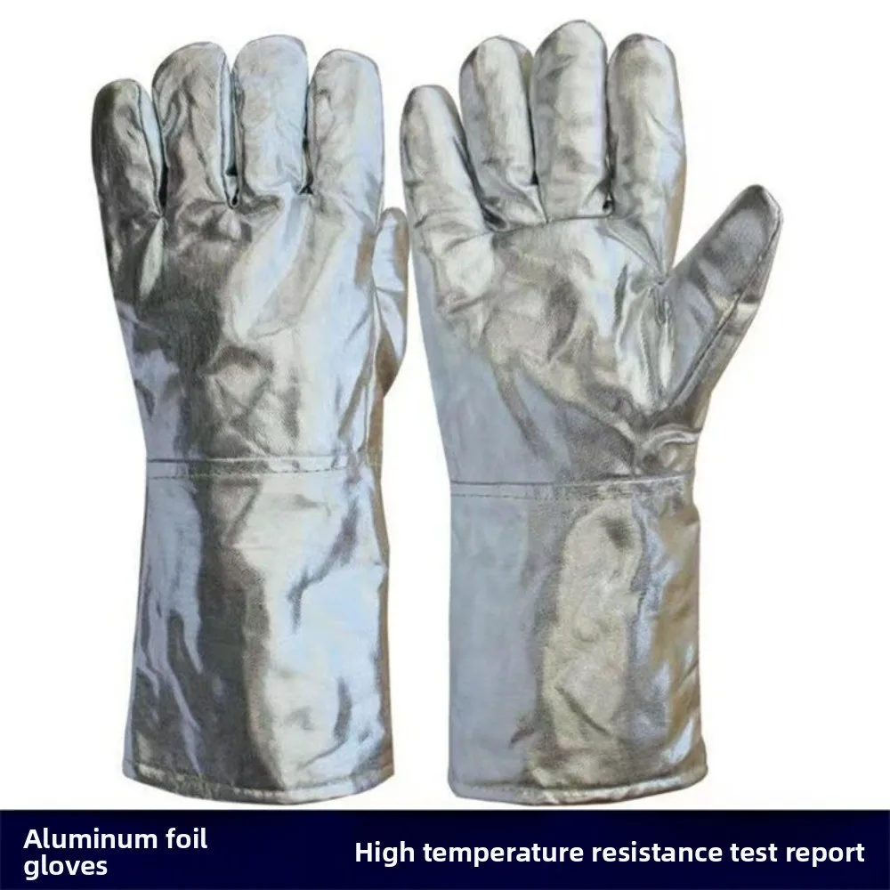 Heat-Resistant Aluminum Foil Protective Gloves – High-Temperature Industrial Thermal Insulation Gloves