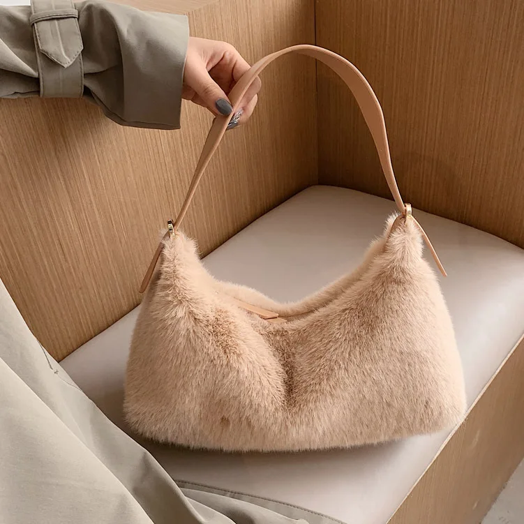 Autumn Winter Women's Bag Plush Shoulder Bag Fluffy Handbags Purse Small Tote  Bag Furry Cell Phone Bag Clutch Bag 2023 Bolsas - AliExpress